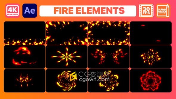 12组火焰元素动画效果叠加效果视频工程-AE模板