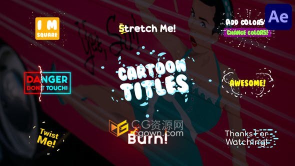 Cartoon Flash FX Titles卡通风格液体图形动画文字标题视频字幕-AE模板
