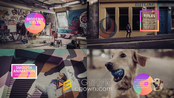 彩色故障标注简洁动态动画视频字幕AE模板