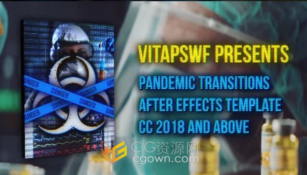 病毒传染性流行病医学生化危机电影疾病灾难类视频故障过渡效果AE模板