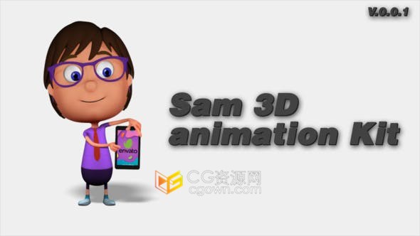 Sam 3D animation Kit 卡通三维人物山姆动画组合-AE模板