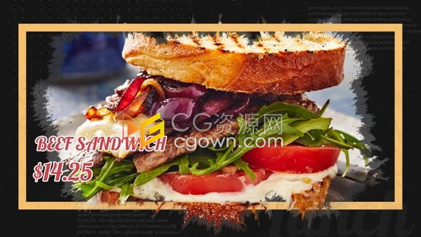 墨水遮罩介绍美食宣传烹饪食物厨房餐厅菜单演示幻灯片视频制作-AE模板下载