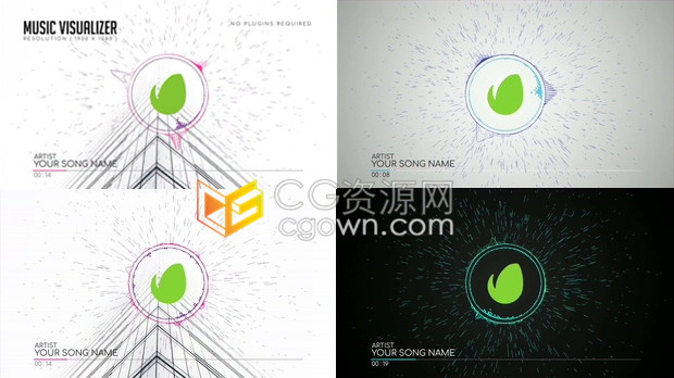 Music音频可视化器波形粒子线条四射动画效果LOGO视频制作-AE模板下载