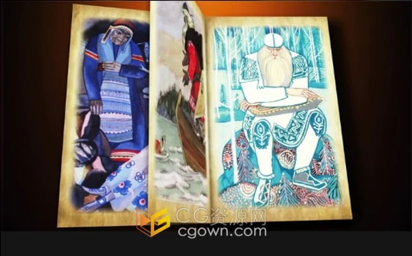 AE模板-历史旧书翻页展示战争历史事件回忆照片复古神话主题相册