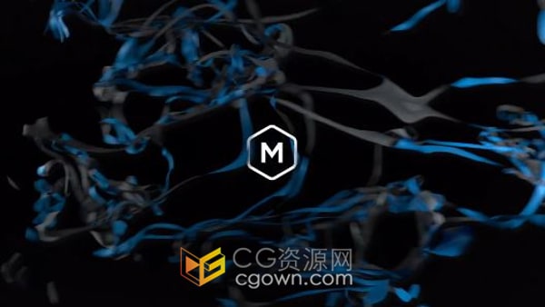 AE模板-抽象图案演变成丝带动画标志显示LOGO片头