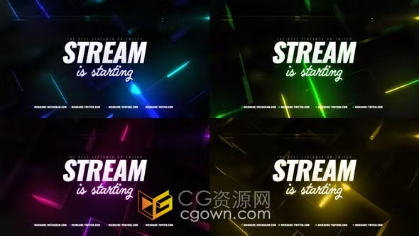 霓虹立方流背景动画宣传标题直播屏幕介绍包装设计-AE模板