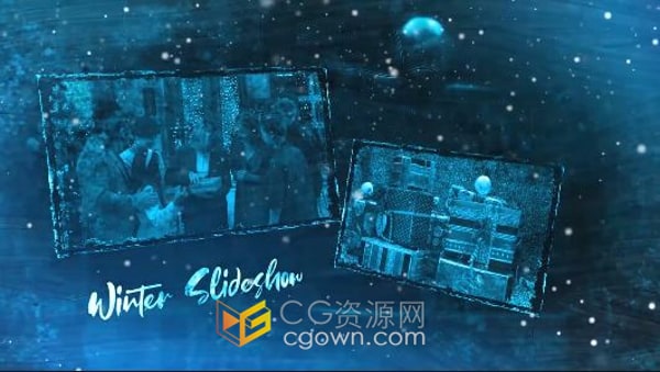 星星雪花动画笔刷效果4K冬季视频相册AE模板下载