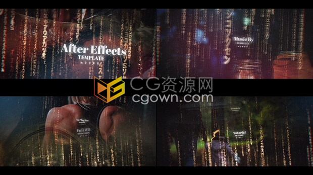 数字代码雨数据矩阵科幻黑客人工智能技术软件公司宣传视频动画-AE模板下载