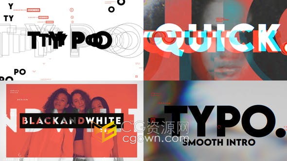 Typo Intro快速介绍幻灯片现代时尚宣传短片视频-AE模板