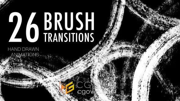 26种画笔手绘笔刷动画过渡效果视频转场包-AE模板