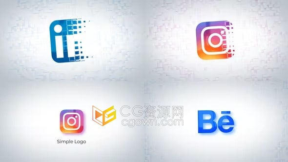 AE模板-3D几何方块图形背景简单大气标志动画