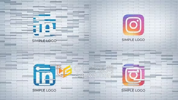 AE模板-3D瓷片马赛克墙面动画标志LOGO显示