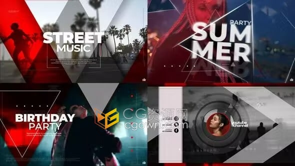 AE模板-动态海报设计时尚社交网站媒体频道宣传短视频