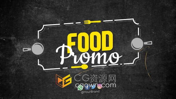 美食节目宣传视频餐厅食品菜单折扣价格介绍图文动画-AE模板