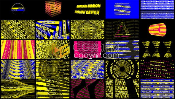 26组文字幻觉动态排版场景循环背景海报视频效果制作-AE模板下载