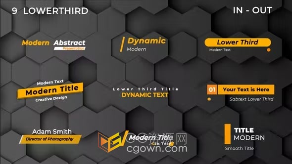 9组视频字幕条设计带入场/出场动画-AE模板下载