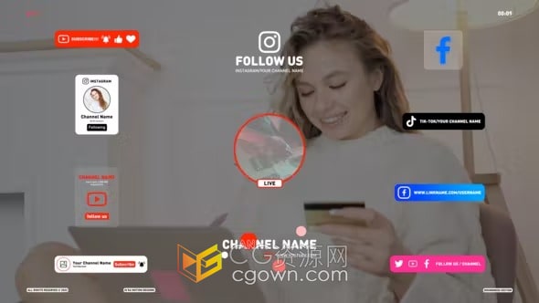现代社交媒体图标动画视频字幕文字标题设计-AE模板