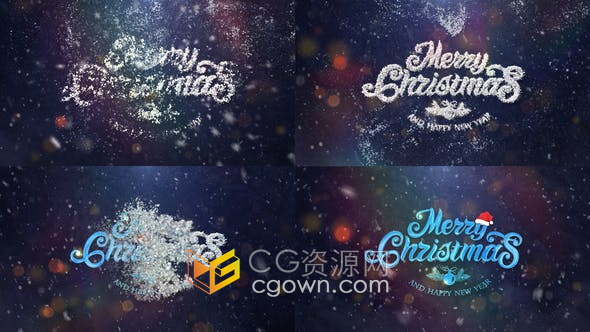 Christmas Logo粒子雪花演绎圣诞节活动庆祝宣传视频片头-AE模板