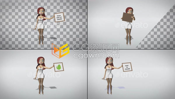 3D卡通护士人物角色手写板展示标志LOGO片头-AE模板下载