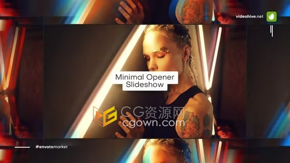 AE模板-3D立体方块展示图像视频简单照片墙相册