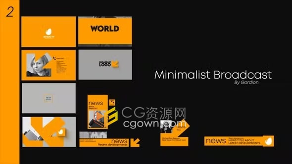 AE模板-极简风格电视网络频道新闻栏目包装片头