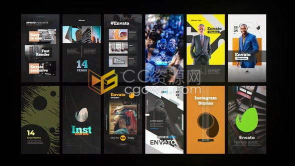 12个干净时尚的社交媒体广告宣传垂直视频展示手机APP动态海报-AE模板下载