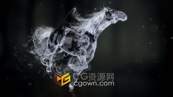AE模板-3D水效果跑马飞溅水花特效演绎LOGO动画片头