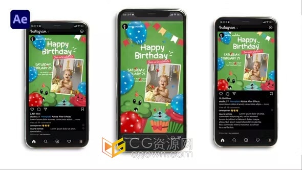 儿童生日快乐短视频AE模板小短视频制作