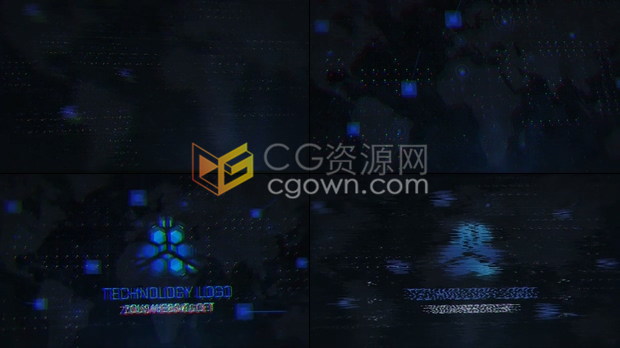 AE模板下载公司LOGO宣传片头智能互联网信息网络连接地图动画效果