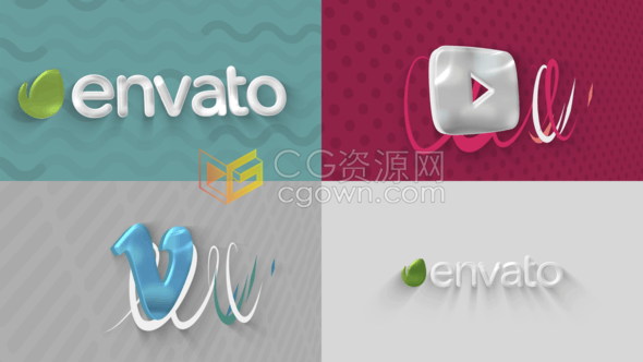 3D卡通动画LOGO转场视频片头品牌宣传有10种背景效果-AE模板免费下载