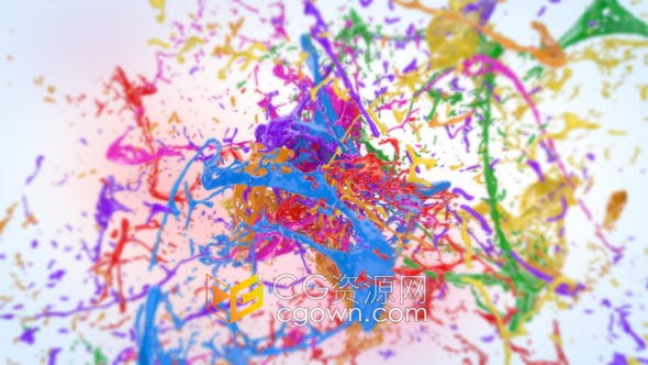 AE模板-彩色油漆飞溅流体动画LOGO片头效果视频