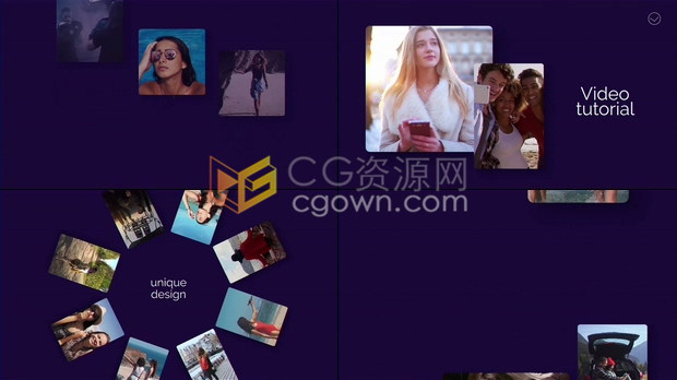 社交媒体交际动态简介时尚魅力模特照片动画展示介绍宣传视频制作-AE模板下载