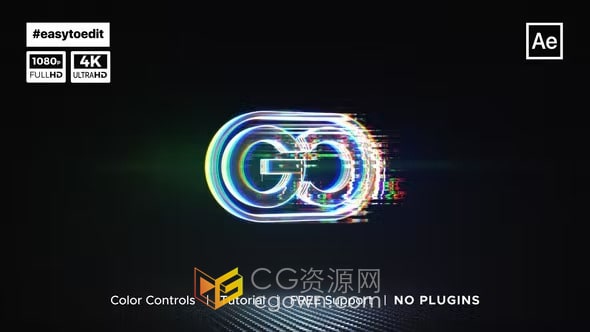 损坏数字失真故障特效LOGO视频动画制作-AE模板