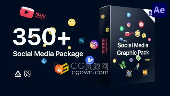 350多种专业AE脚本预设和元素社交媒体图形包