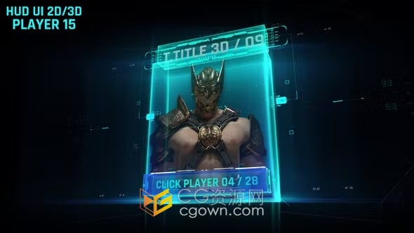 高科技UI界面HUD动画介绍角色人物信息-AE模板