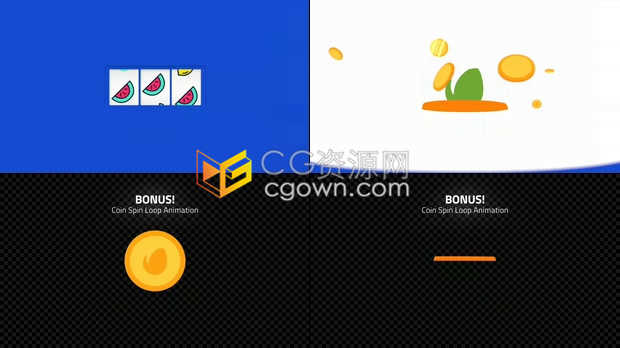 老虎机游戏旋转图案动画效果LOGO演绎视频片头制作工程-AE模板下载