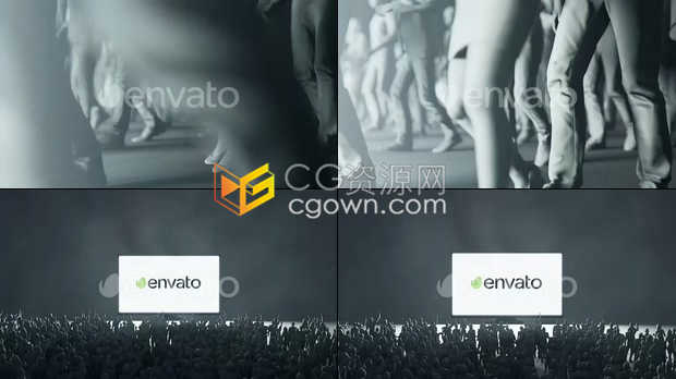 人群观看TV舞台表演音乐会电视屏幕展示LOGO动画宣传动画-AE模板下载