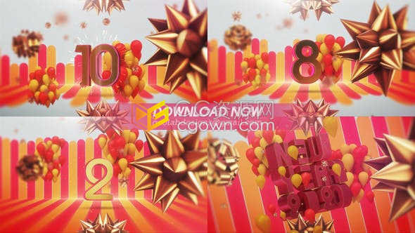 3D金色2020新年倒计时春节活动庆祝庆典视频动画开场宣传片头-AE模板下载