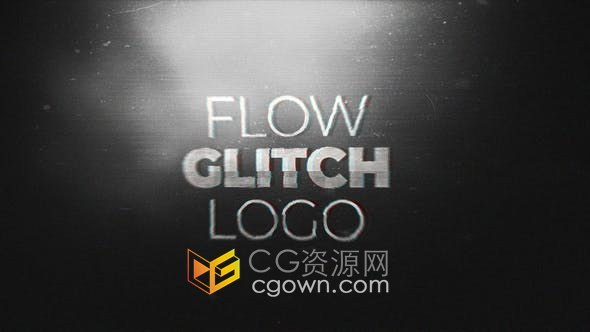 AE模板-Flow Glitch Logo抽象毛刺粒子科技公司标志动画视频片头