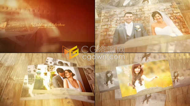 光泄漏唯美婚礼视频相册Wedding制作胶片元素动画效果-AE模板免费下载