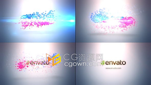 AE模板-多彩粒子动画演绎标志视频片头效果Particles Logo