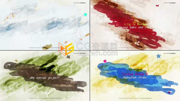 涂鸦彩色笔刷抖动动画宣传介绍文字标题效果视频制作工程-AE模板下载