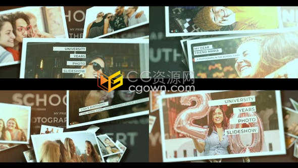 学生时代照片幻灯片美好相册视频制作婚照MV动画效果-AE模板免费下载