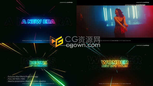 三维抽象线条霓虹灯光线文字标题动画介绍宣传视频制作-AE模板免费下载