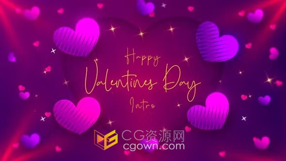 4K分辨率情人节活动介绍开场视频片头-AE模板