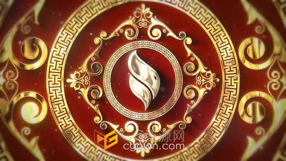 豪华中国风花卉边框图案画框 视频片头动画-AE模板