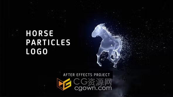 奔跑马散发粒子特效演绎LOGO动画视频片头-AE模板