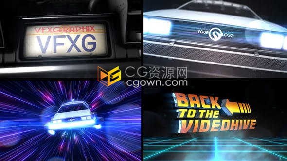 Element 3D制作老款汽车三维文字动画LOGO视频片头演绎效果-AE模板下载