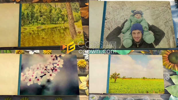 秋天回忆相册3D书箱翻页展示照片动画效果幻灯片视频相册制作-AE模板下载