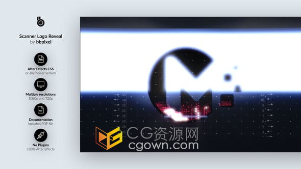 AE模板-扫描像素矩阵闪光毛刺特效LOGO动画效果视频